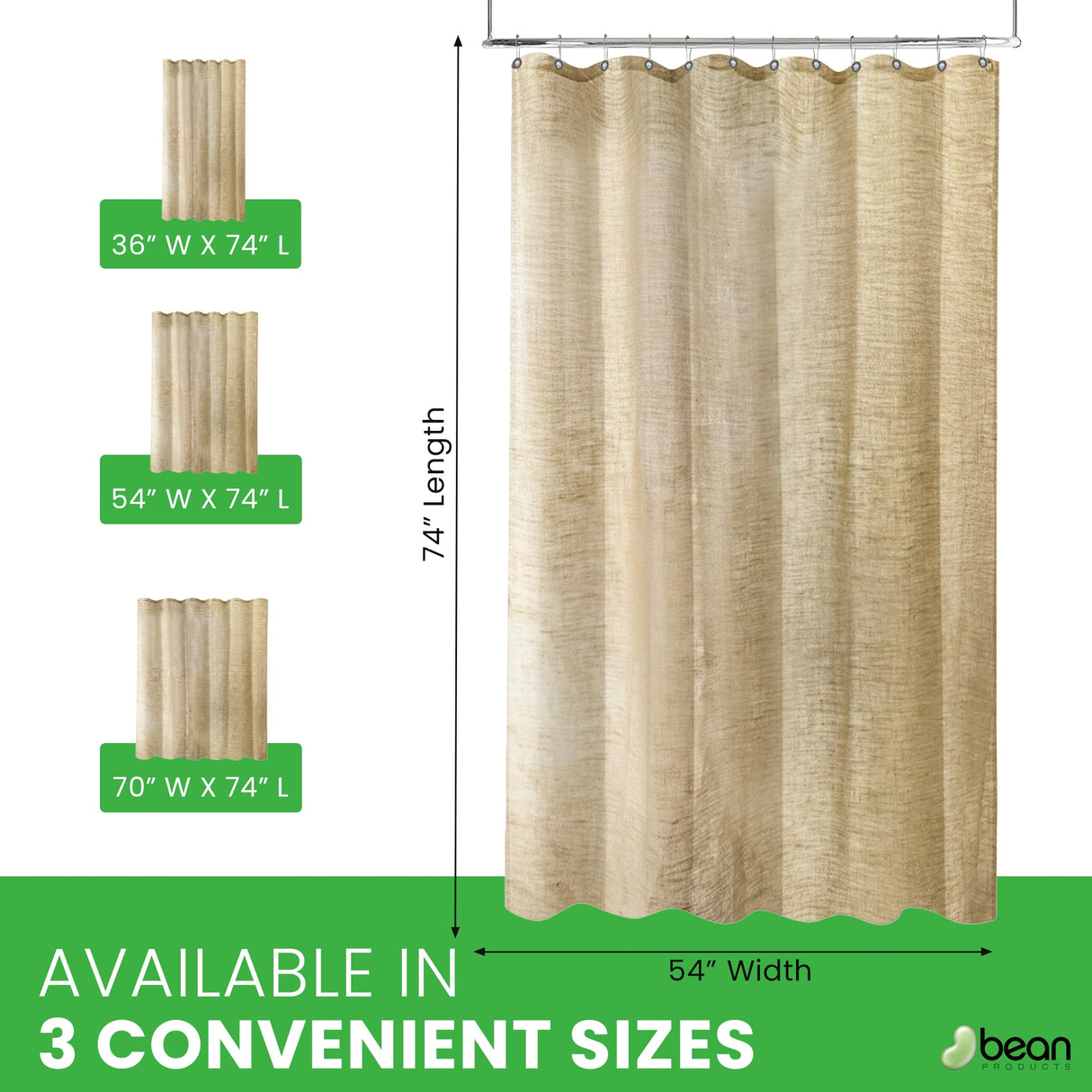 Hemp Shower Curtain – Bath, Tub + Stall Sizes – Made in USA