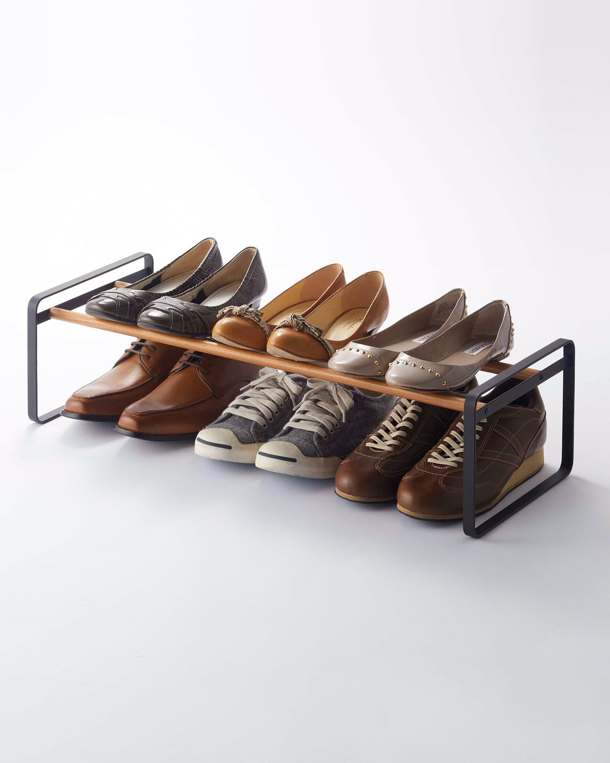 Stackable Shoe Rack (7" H) - Steel + Wood