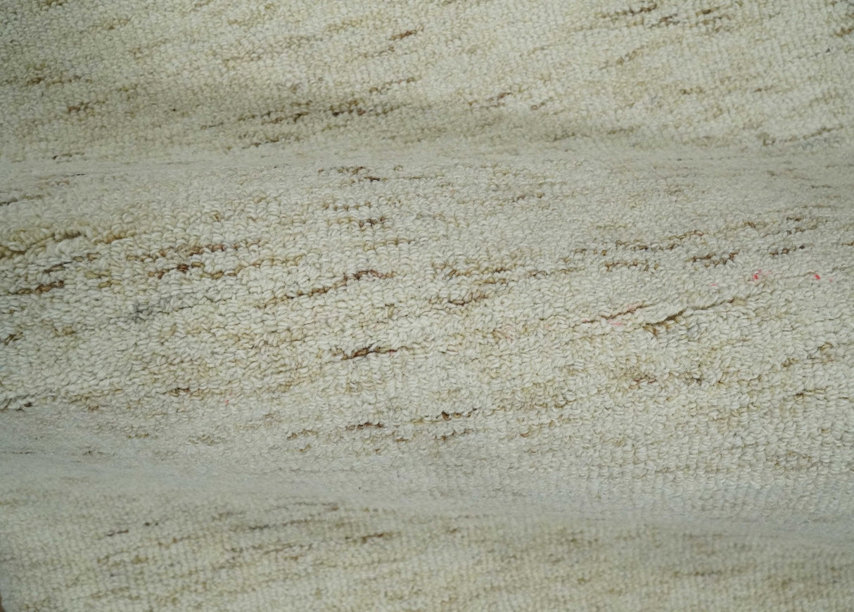 Ivory and Brown Abstract Hand Tufted Multi Size Natural Wool Area Rug