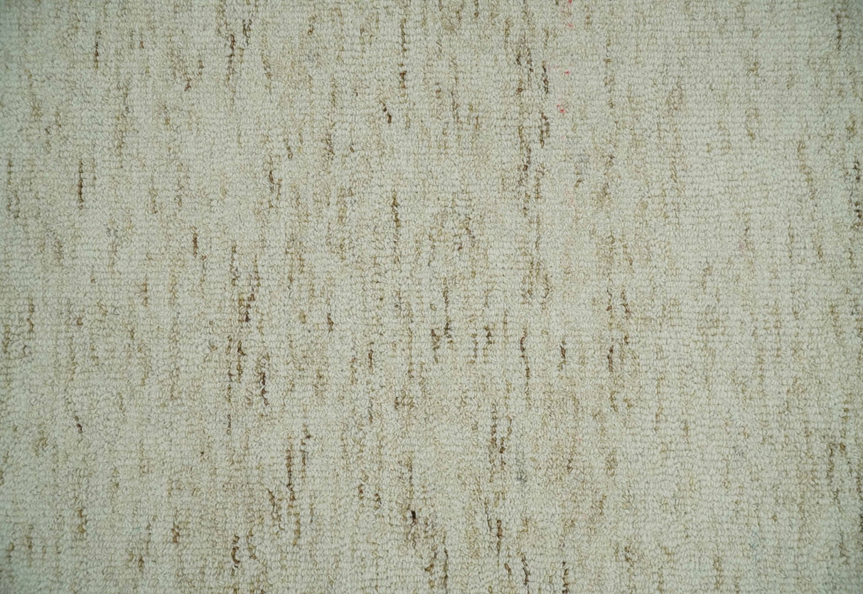 Ivory and Brown Abstract Hand Tufted Multi Size Natural Wool Area Rug