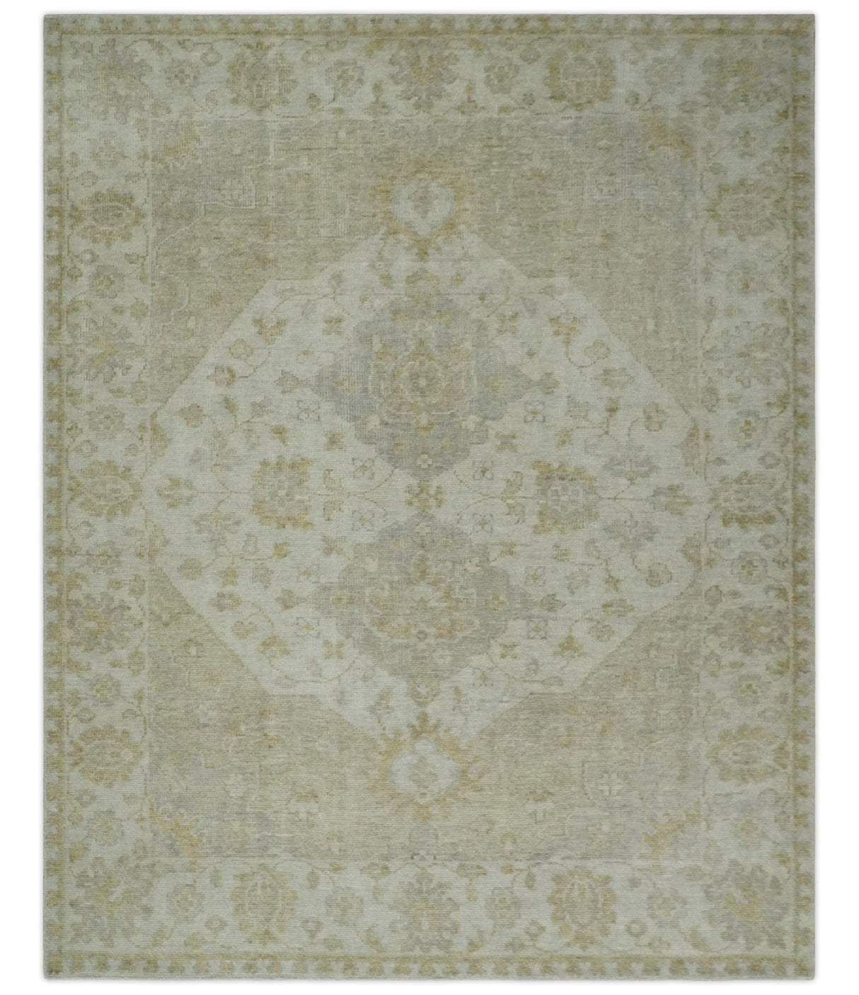 Ivory and Brown distressed finished Traditional Floral Low Pile Multi Size wool Area Rug