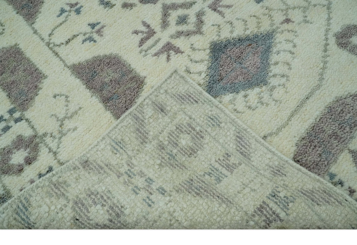 Ivory and Brown Traditional Hand Knotted Multi Size wool Area Rug
