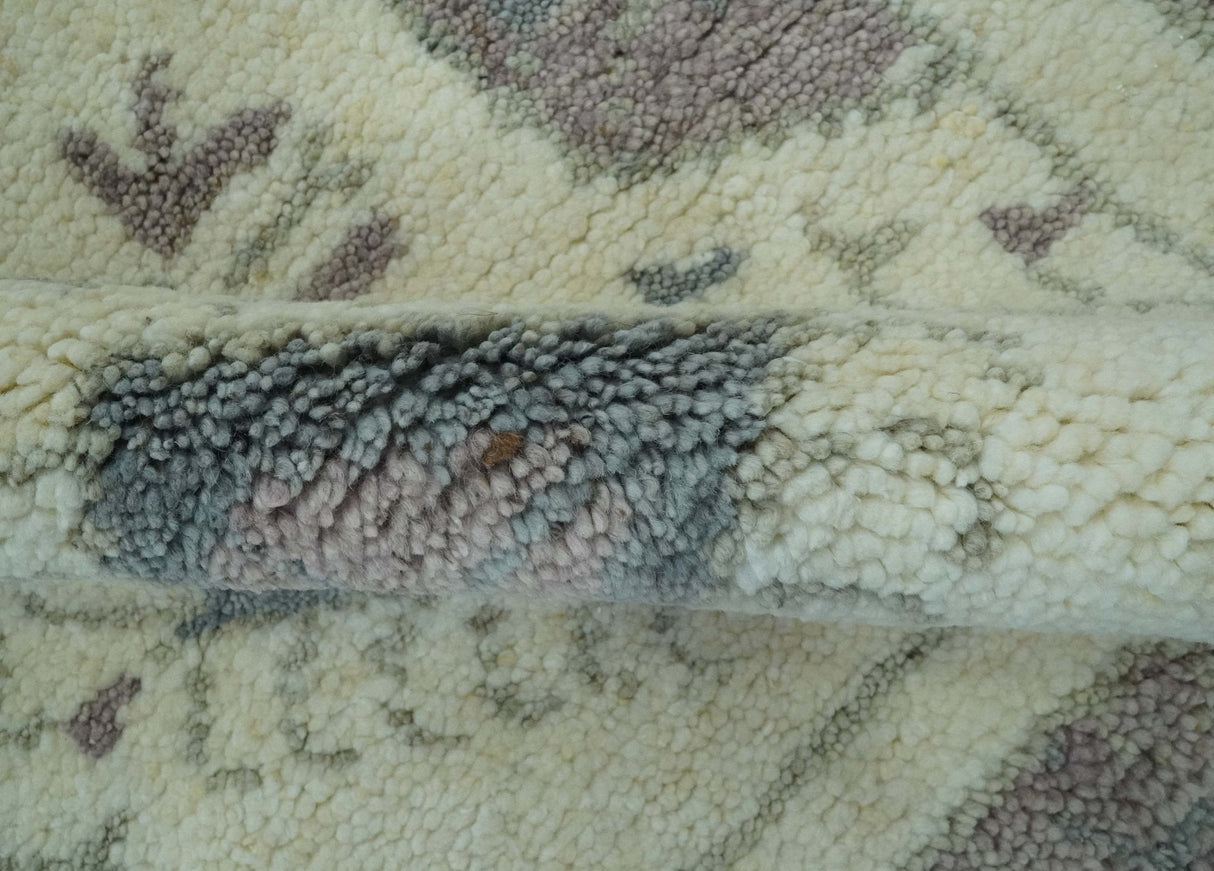 Ivory and Brown Traditional Hand Knotted Multi Size wool Area Rug