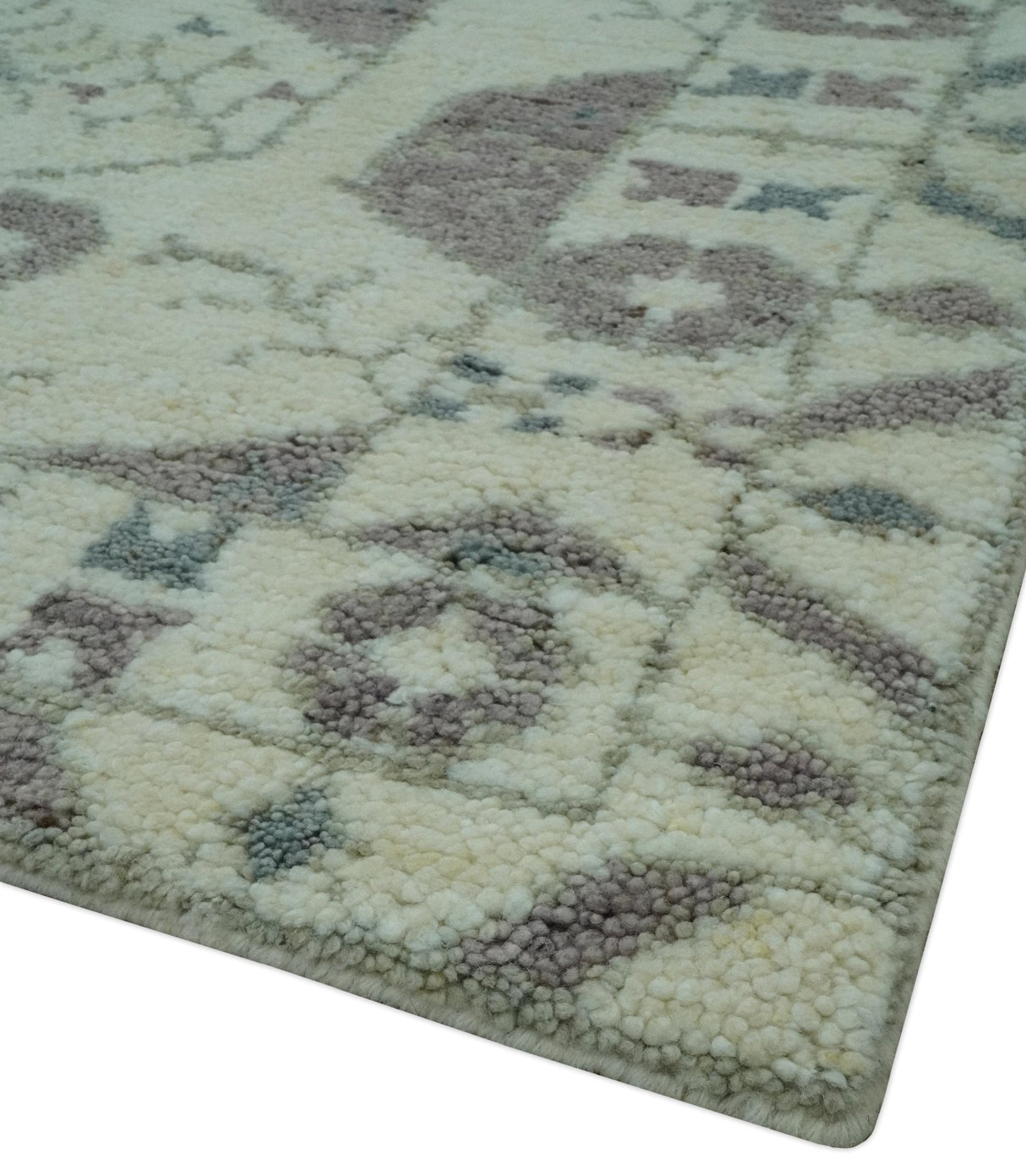 Ivory and Brown Traditional Hand Knotted Multi Size wool Area Rug