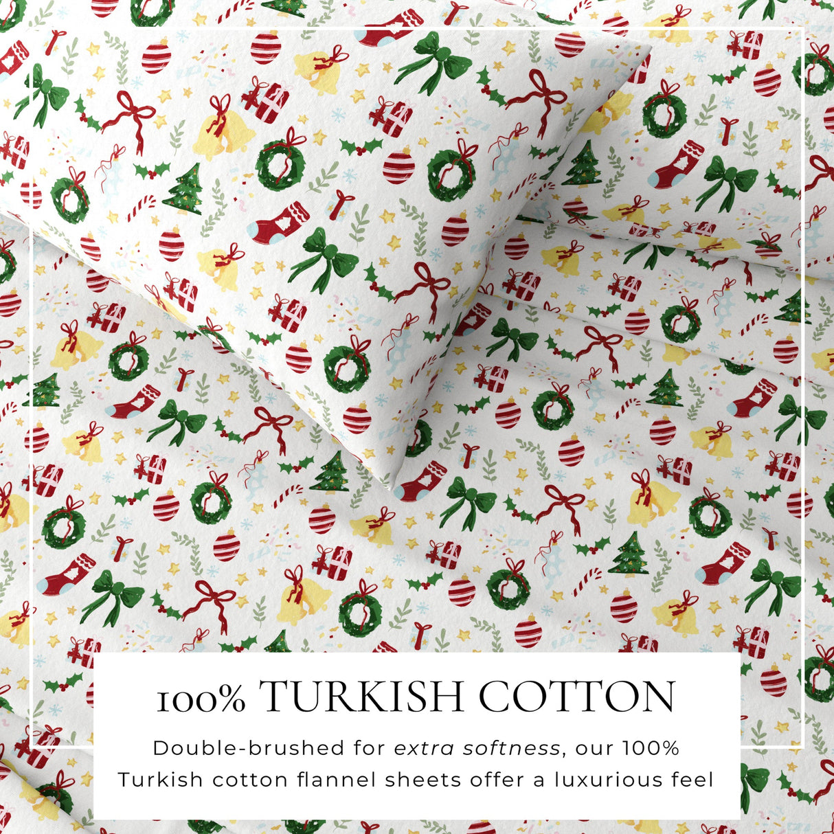 4-Piece Turkish Cotton Christmas Flannel Sheet - Whittaker Collection