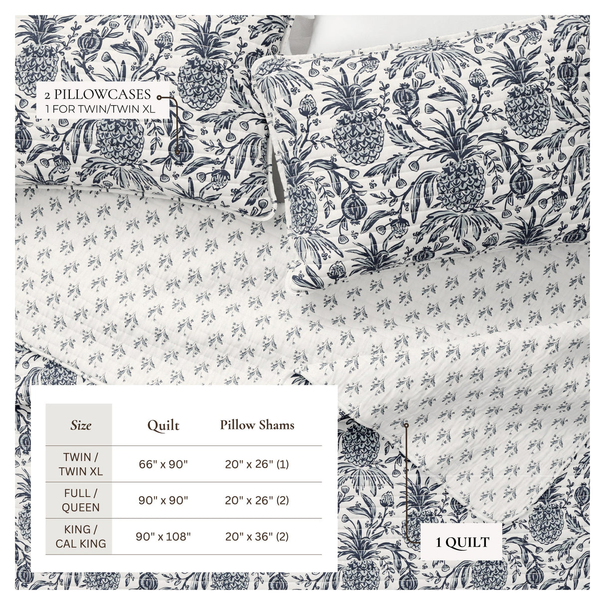 Coastal Printed Cotton Quilt Set - Bernice Collection