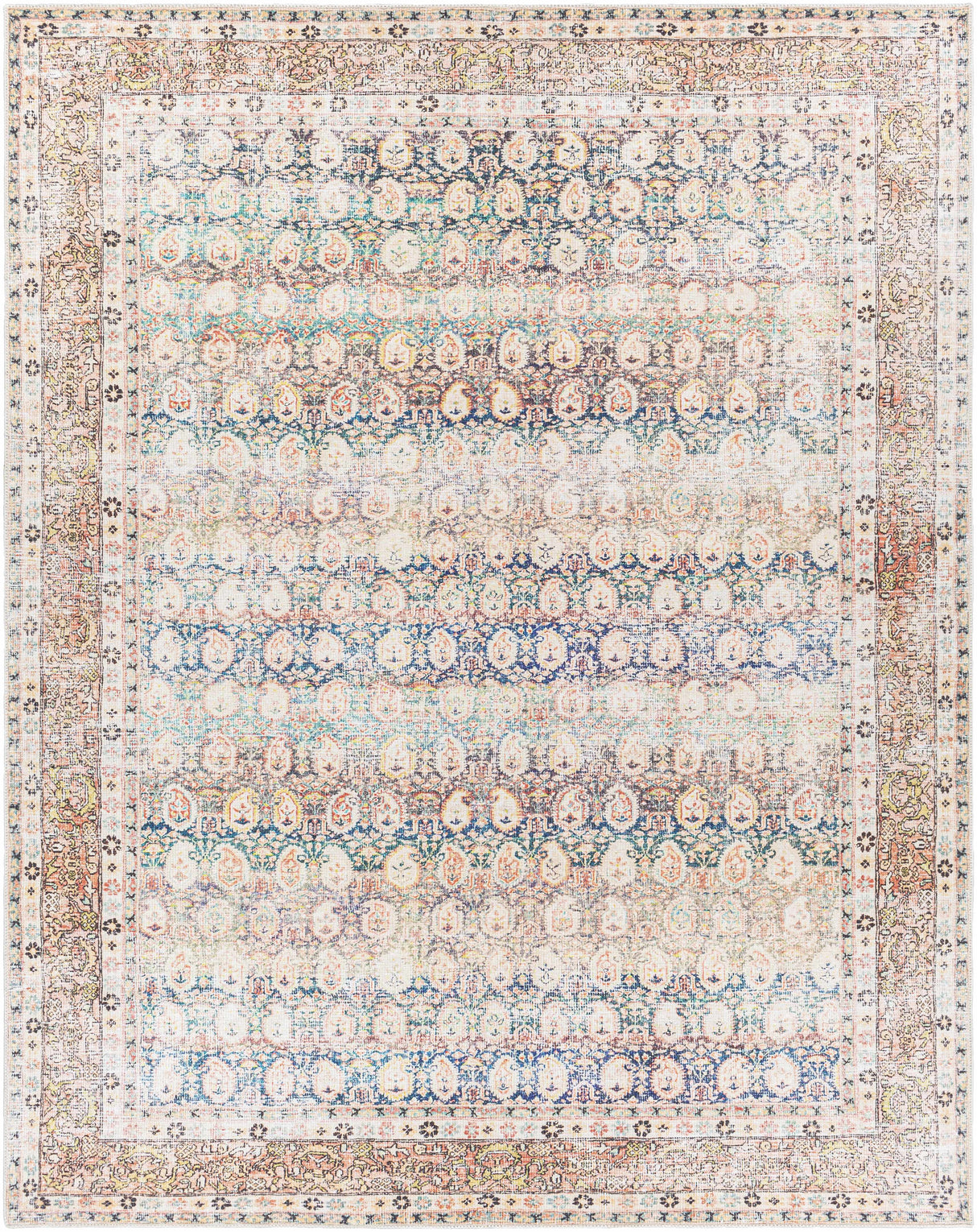 Rust Maligaya Distressed Washable Area Rug