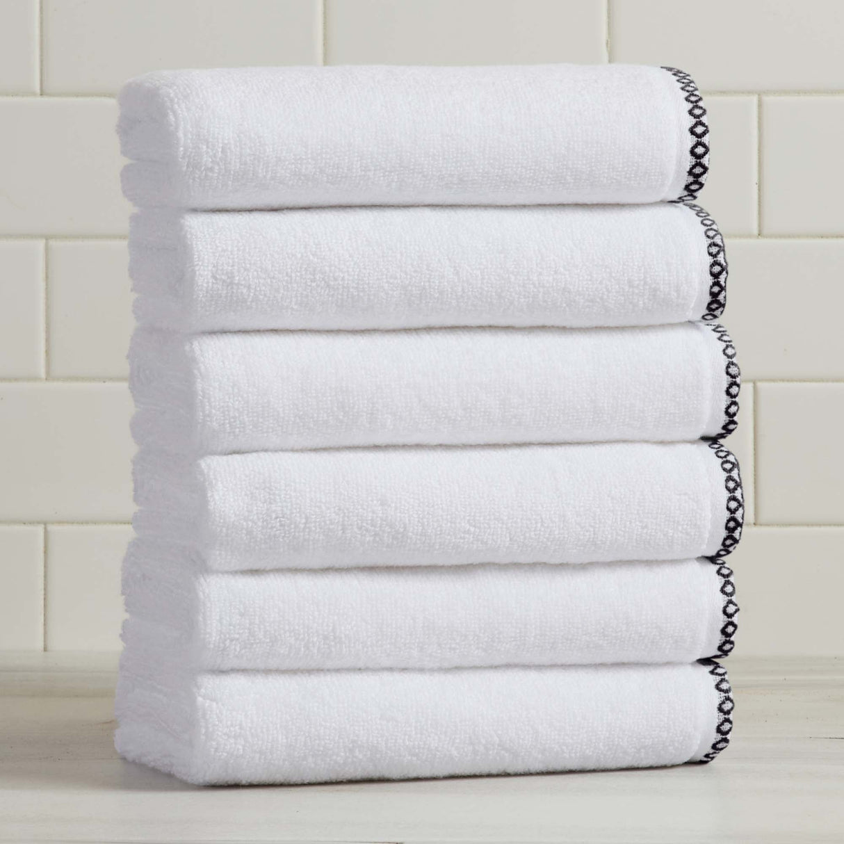 Cotton Border-Stitched 6-Piece Towel Set - Valery Collection