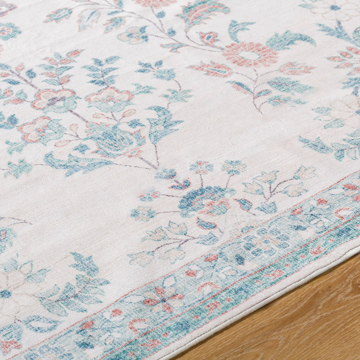 Jeaneen Traditional Light Silver/Sage Washable Area Rug