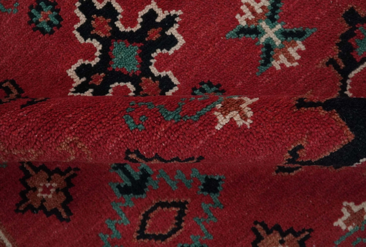 Maroon and Black Traditional Oriental Hand Knotted Custom Made wool Area Rug