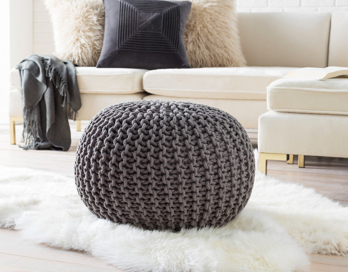 Harmannsdorf Medium Gray Pouf
