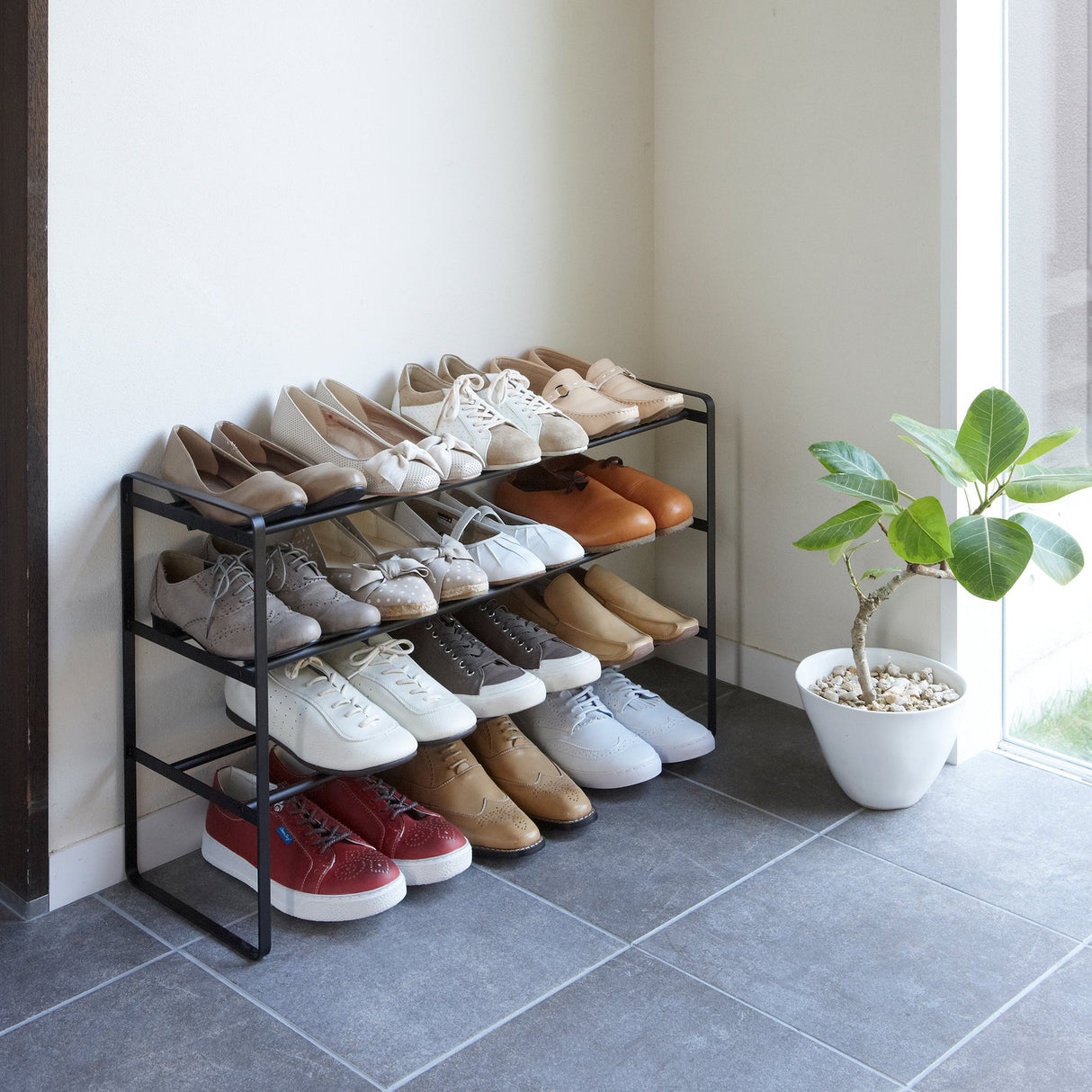 Three-Tier Expandable Shoe Rack (18" H) - Steel