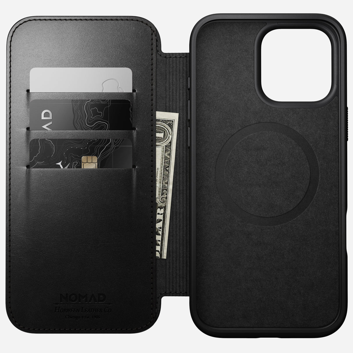 Modern Leather Folio - iPhone 16 Pro Max | Black | Horween