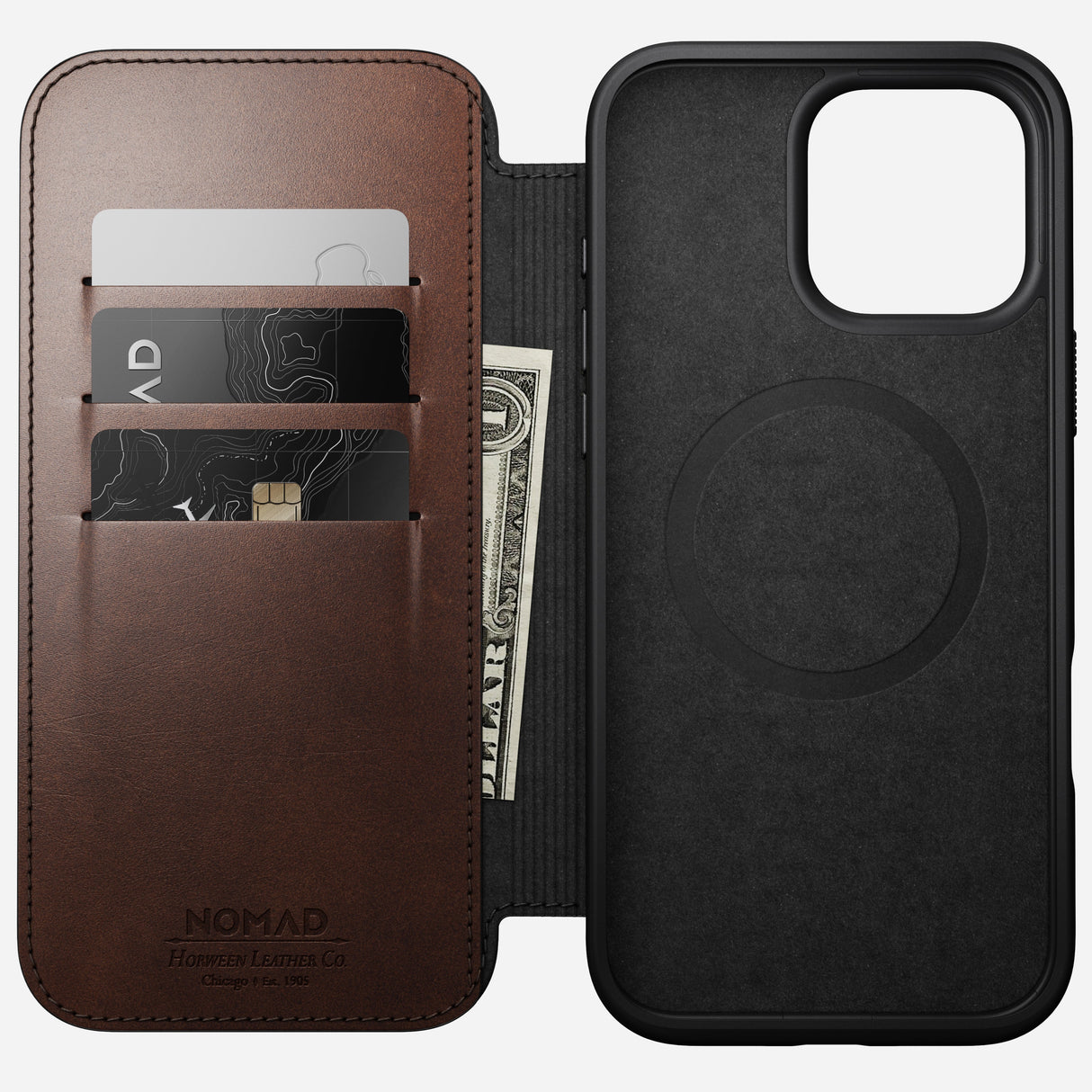 Modern Leather Folio - iPhone 16 Pro Max | Rustic Brown | Horween