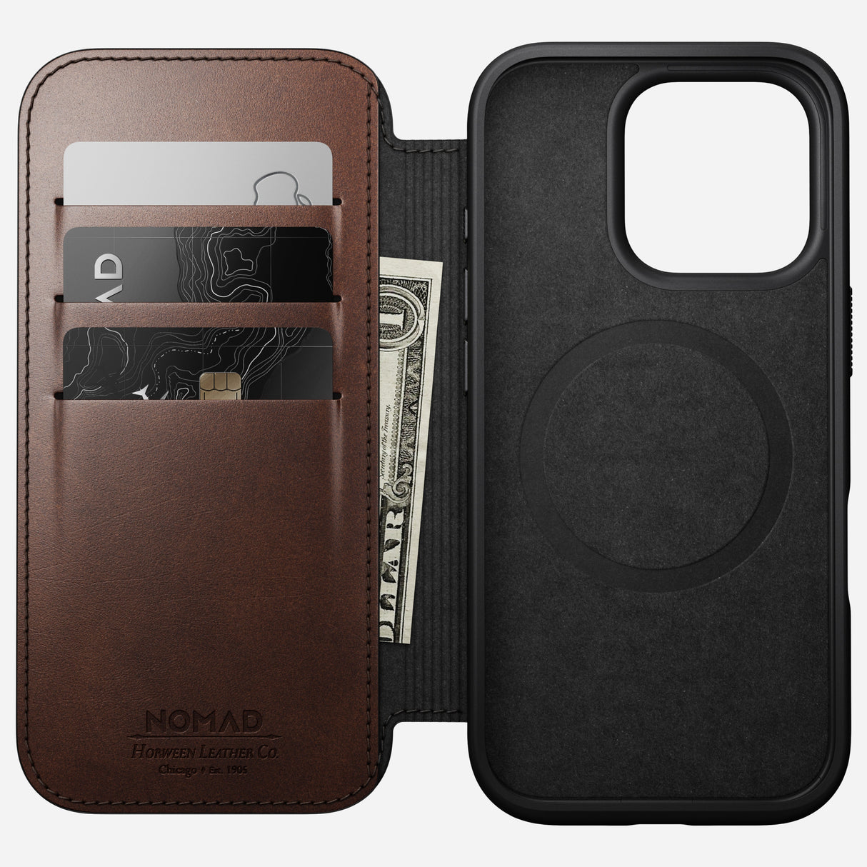 Modern Leather Folio - iPhone 16 Pro | Rustic Brown | Horween