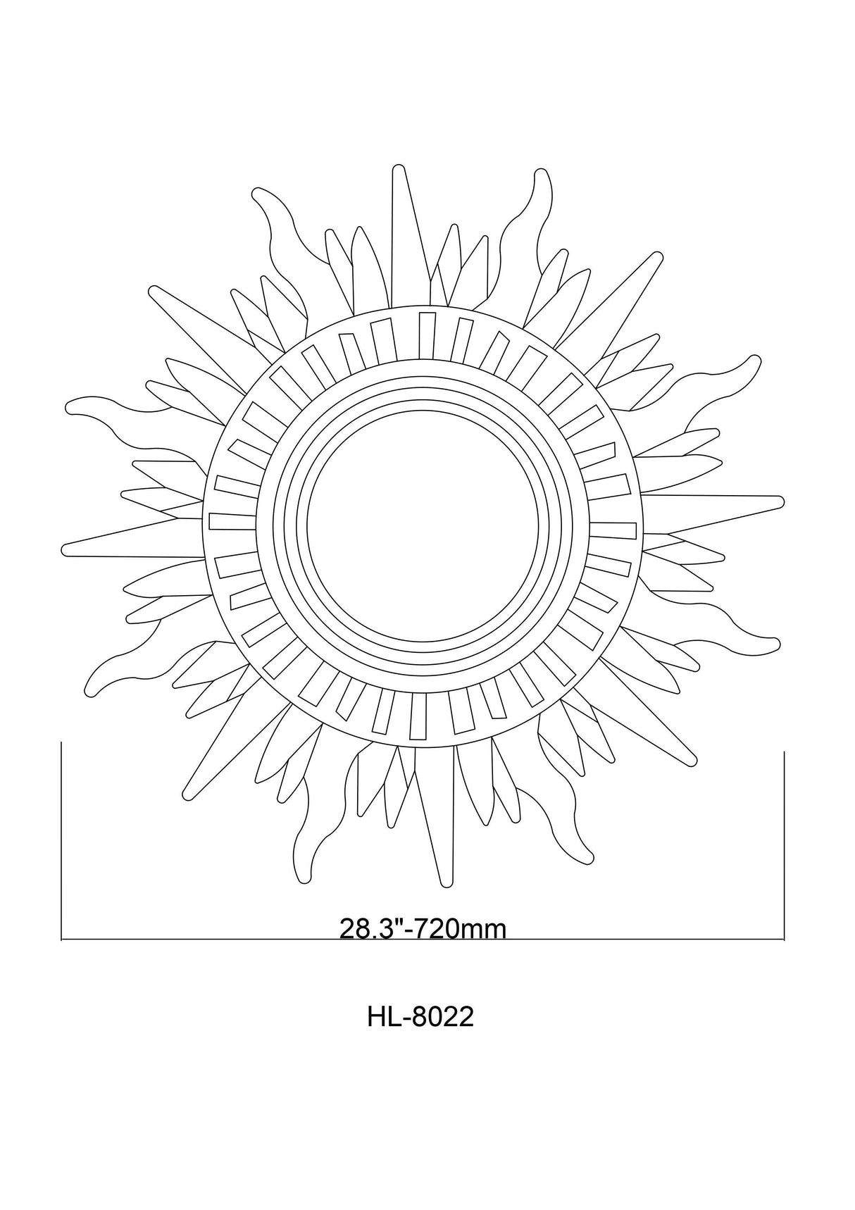 Modern Sunburst Golden Mirror Antiqued Casual Wall Decoration