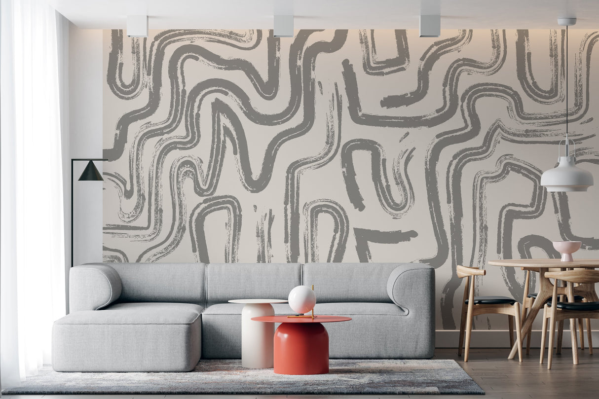 Modern Abstract Brushstroke Wallpaper - Neutral Artistic Wall Mural