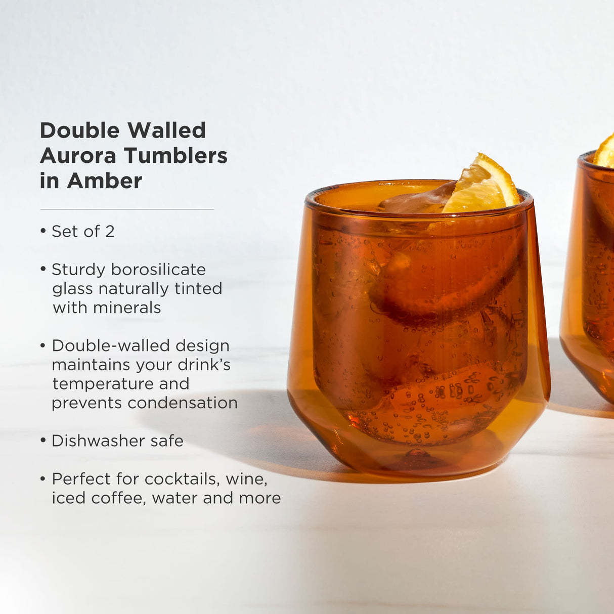 Aurora Double-Walled Tumblers in Amber Set of 2