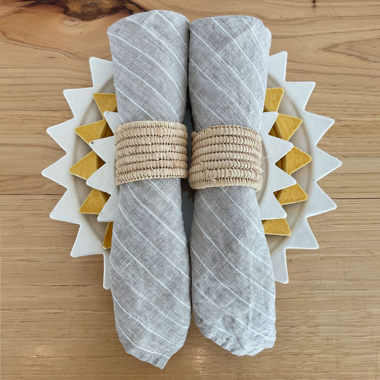 Handwoven Raffia Napkin Rings | Set of 2