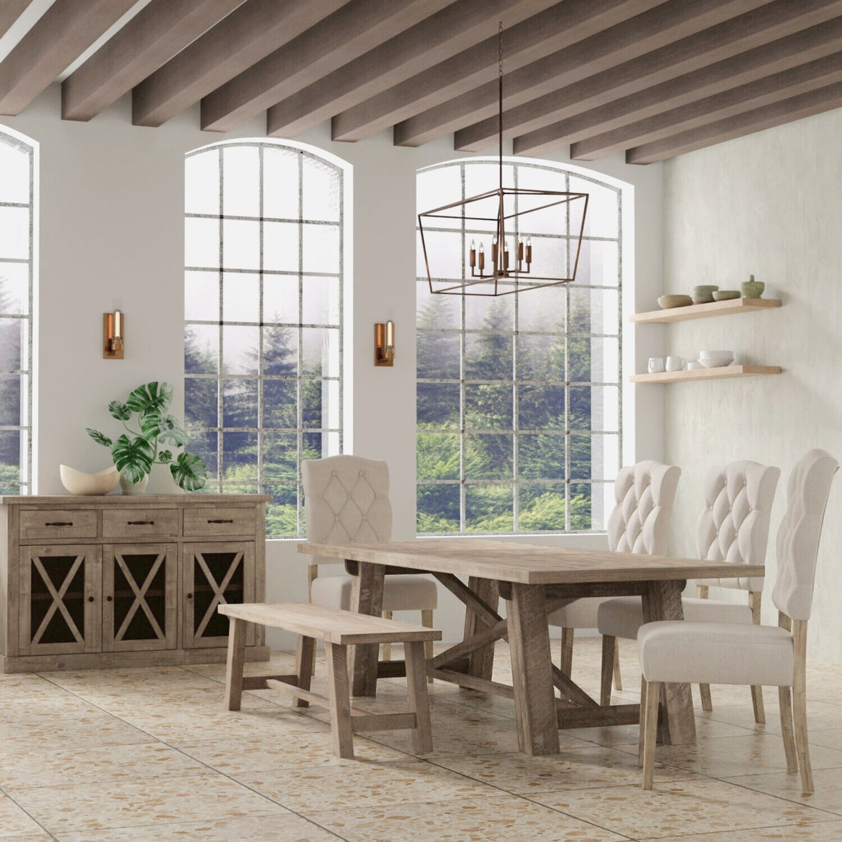 Newberry Rectangular Dining Table, Weathered Natural