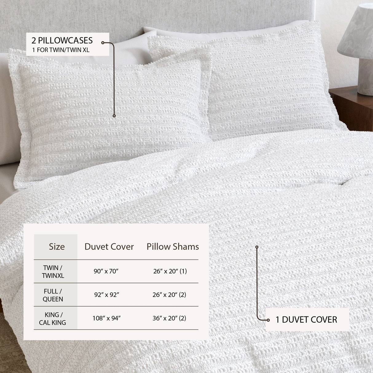 100% Cotton Honeycomb Waffle Duvet Set - Mattea Collection