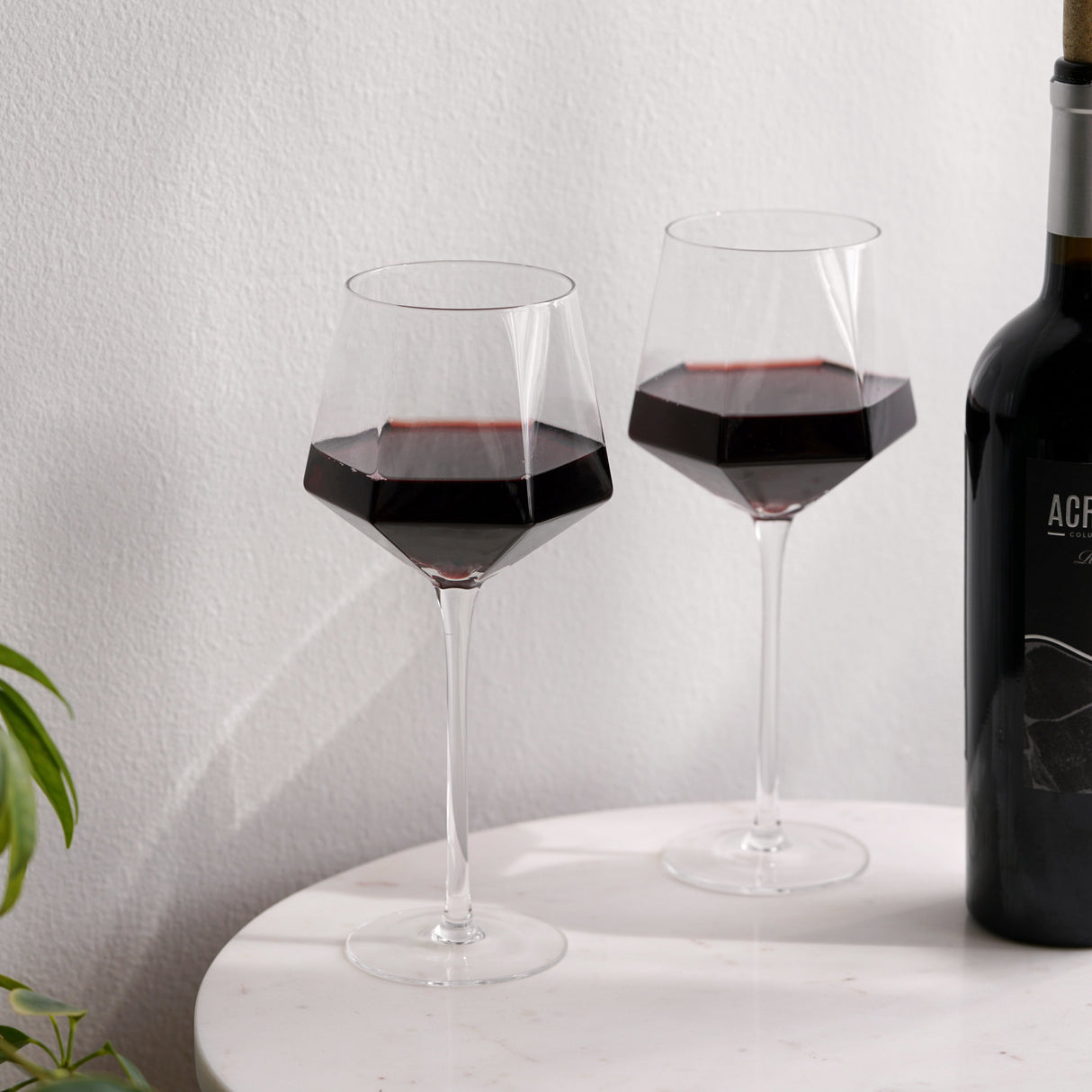 Seneca Diamond Crystal Wine Glasses Set of 2
