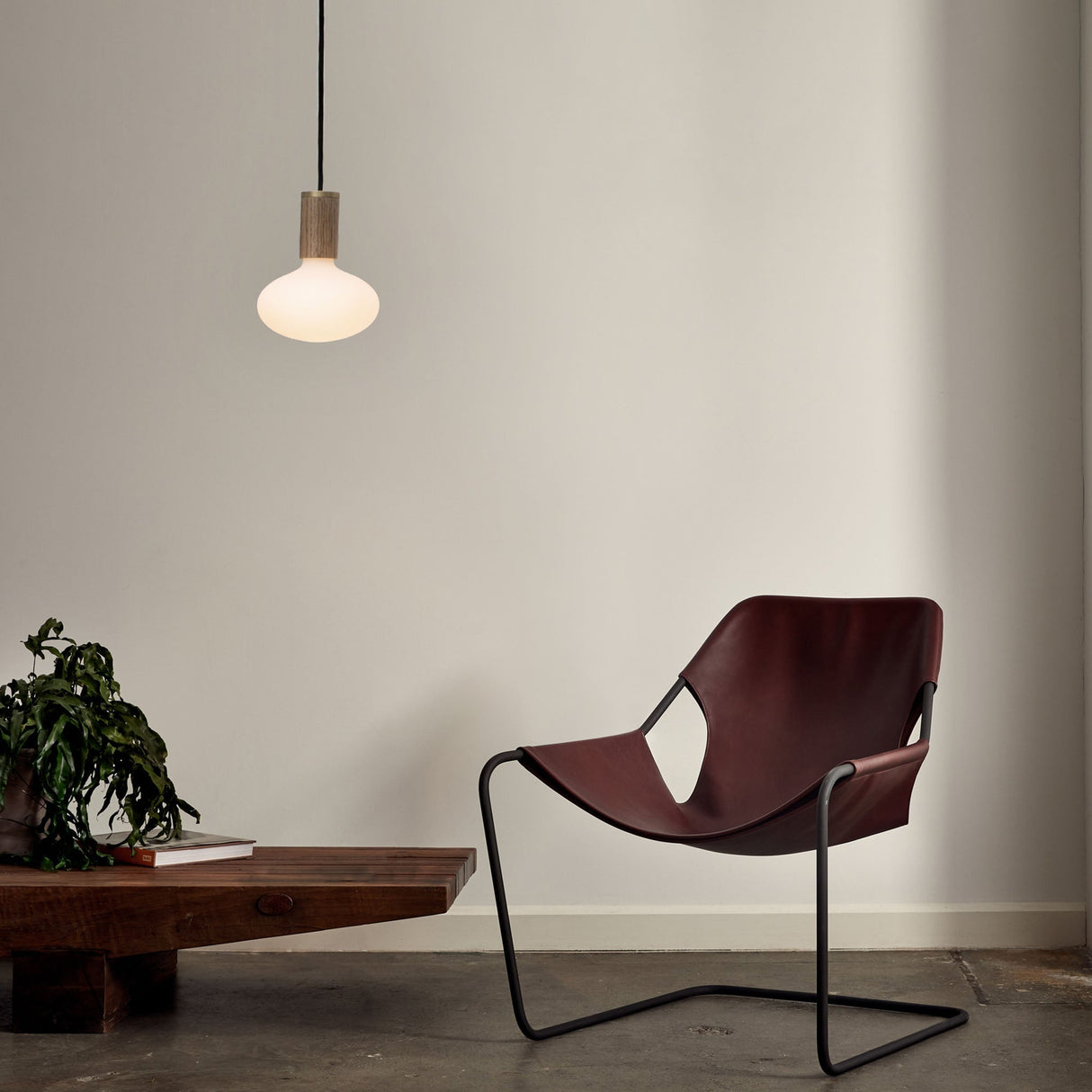 Oval Dim-to-Warm Pendant Light in Walnut