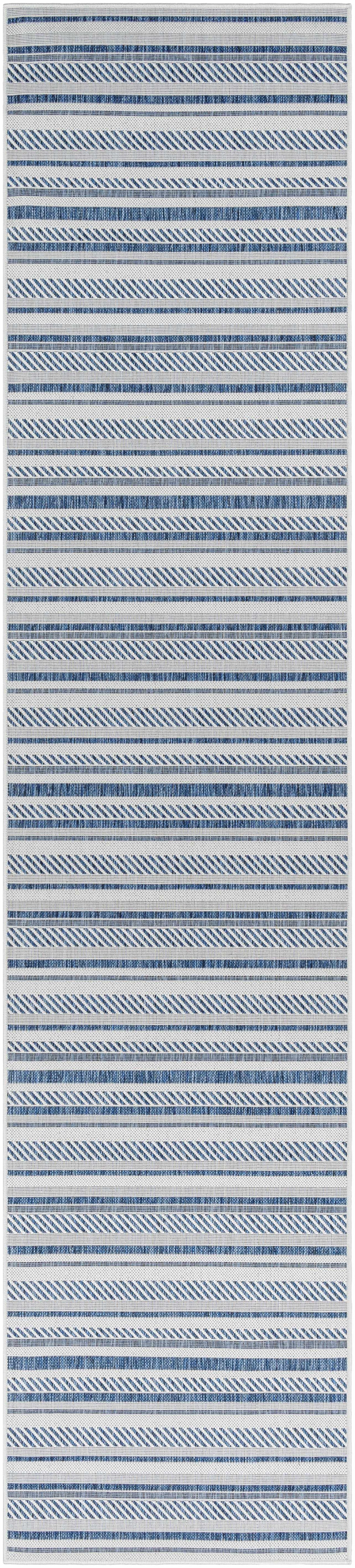 Olin White&Blue Striped Nordic Rug