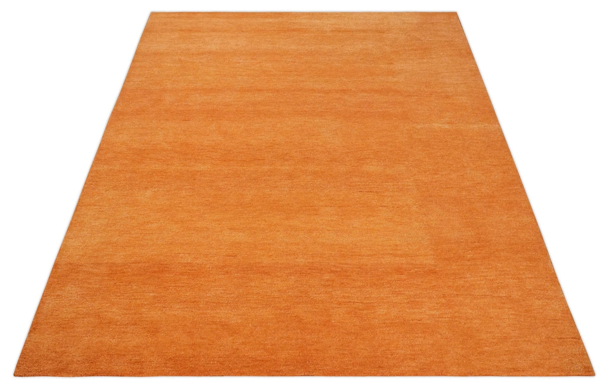 Custom Made orange Solid Woolen Hand Tufted contemporary area Rug