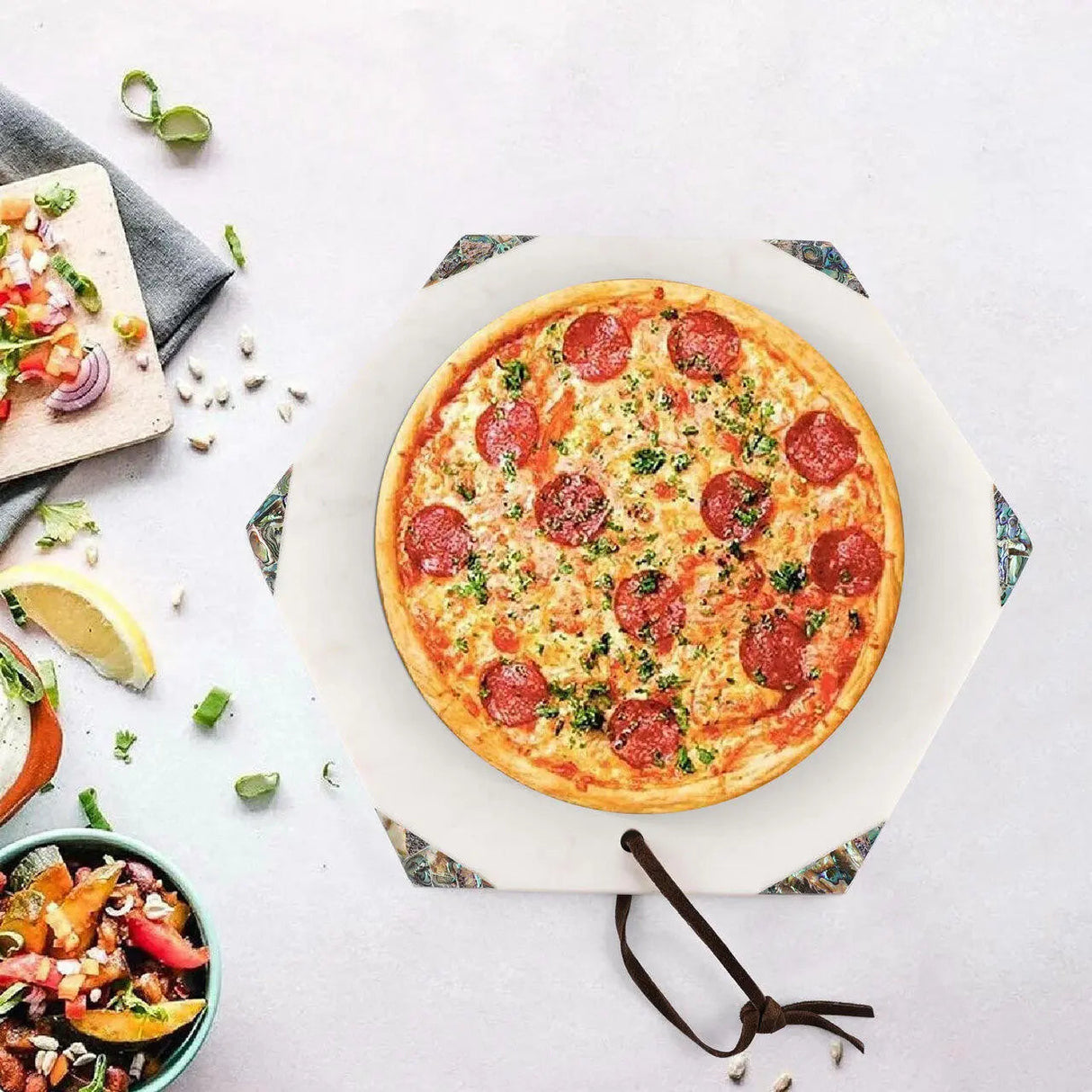 Ovada Hexagonal Marble Charcuterie Board