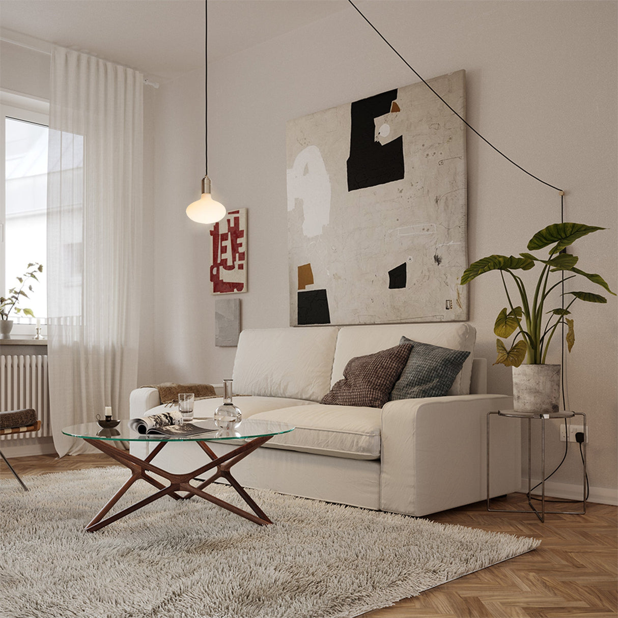 Oval Dim to Warm Plug-In Pendant in Brass