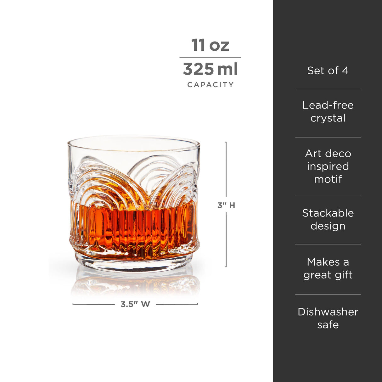 Beau Crystal Lowball Tumblers, Set of 4