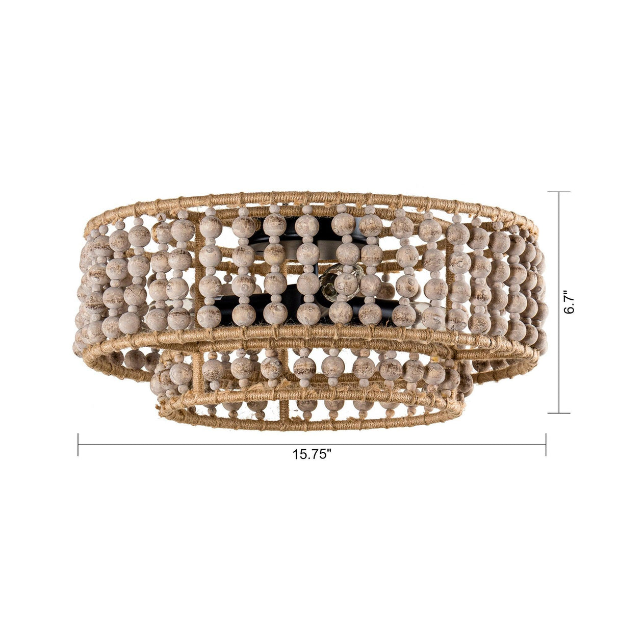 Farmhouse 3-Light Wood Beaded Flush Mount Ceiling Lights