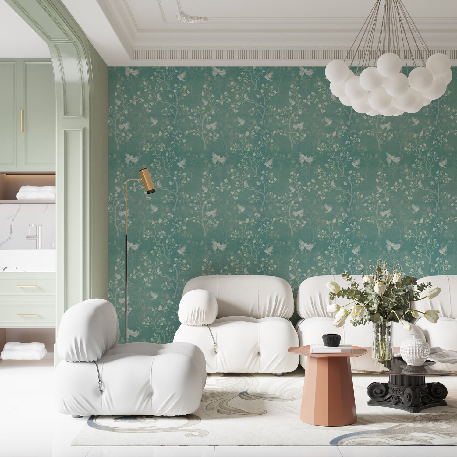 Chinoiserie Magnolia Bird Wallpaper Peel and Stick