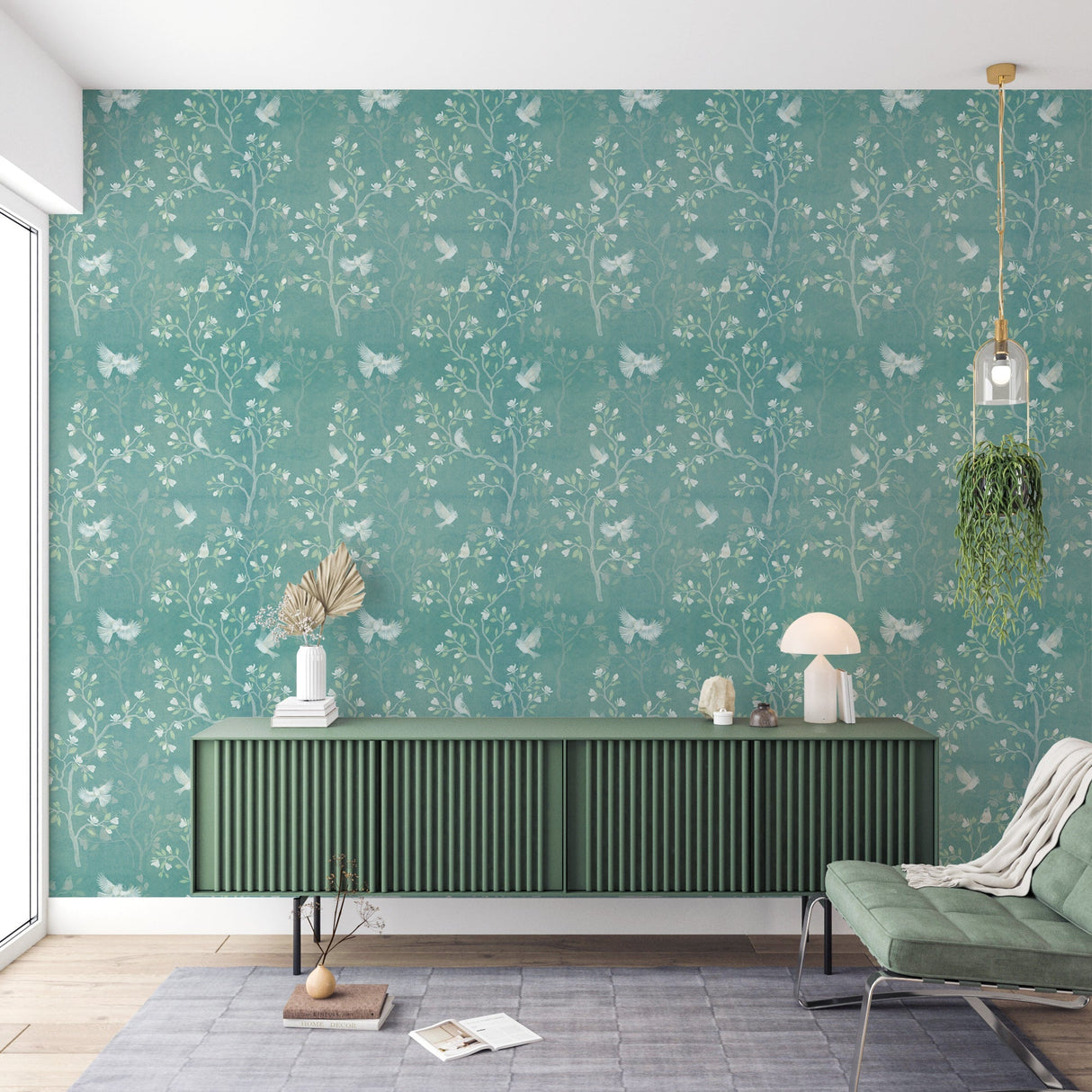 Chinoiserie Magnolia Bird Wallpaper Peel and Stick