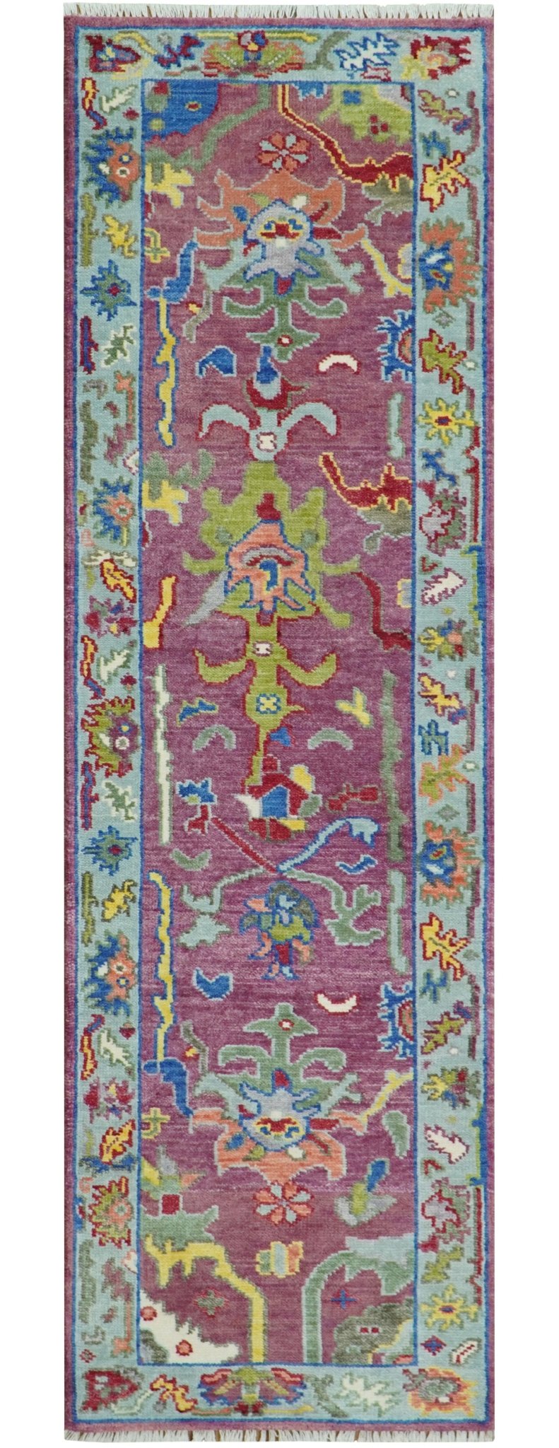 Pink Oushak Rug Wool Blue Colorful Hand knotted Traditional Oushak Custom Made wool Area Rug