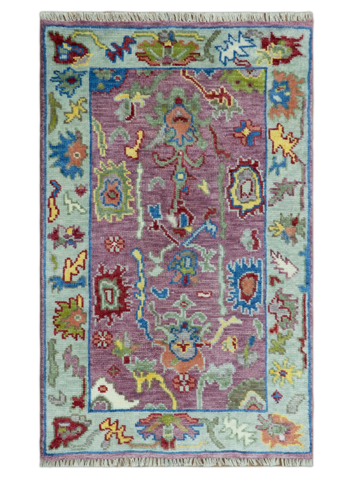 Pink Oushak Rug Wool Blue Colorful Hand knotted Traditional Oushak Custom Made wool Area Rug