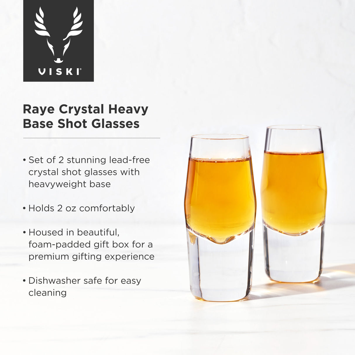 Raye Heavy Base Crystal Shot Glasses Set of 2