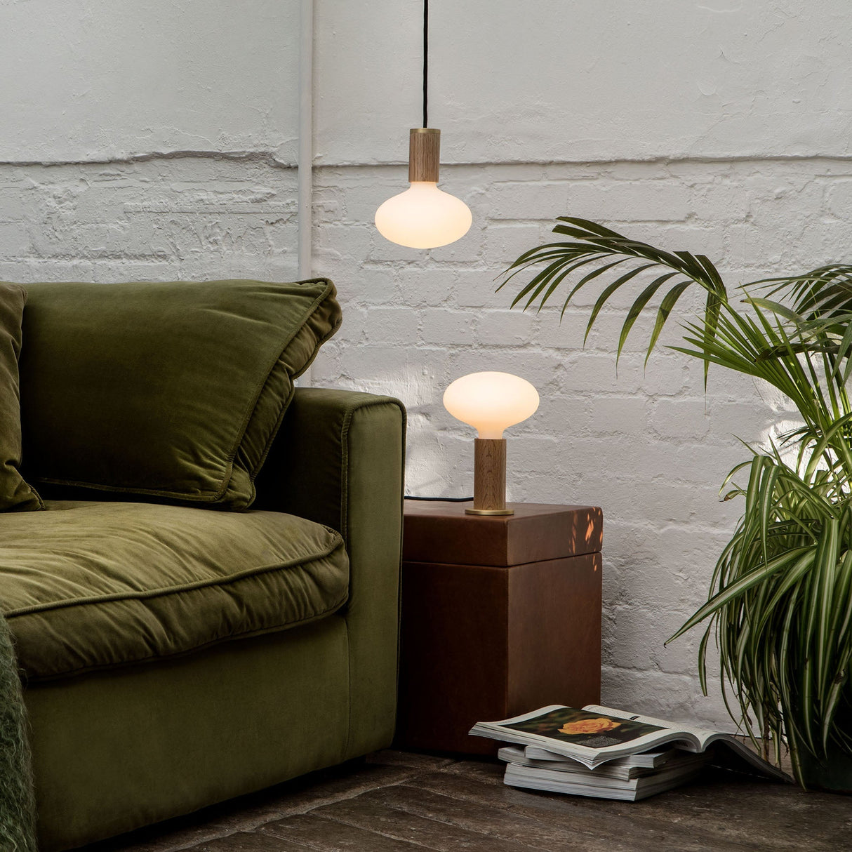 Oval Dim to Warm Pendant Light in Oak