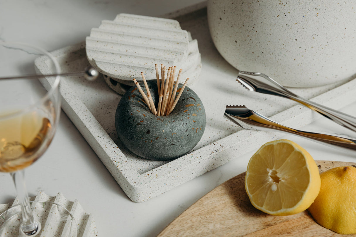 Ice Bucket Tray | White Terrazzo