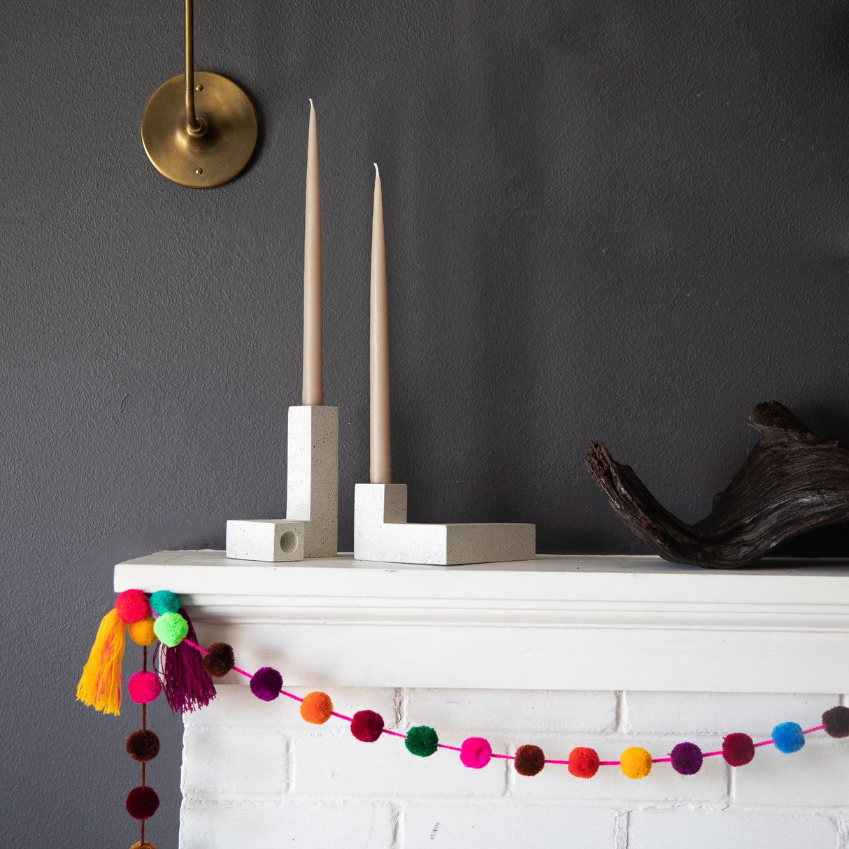 Candlestick Holder Set | White Terrazzo