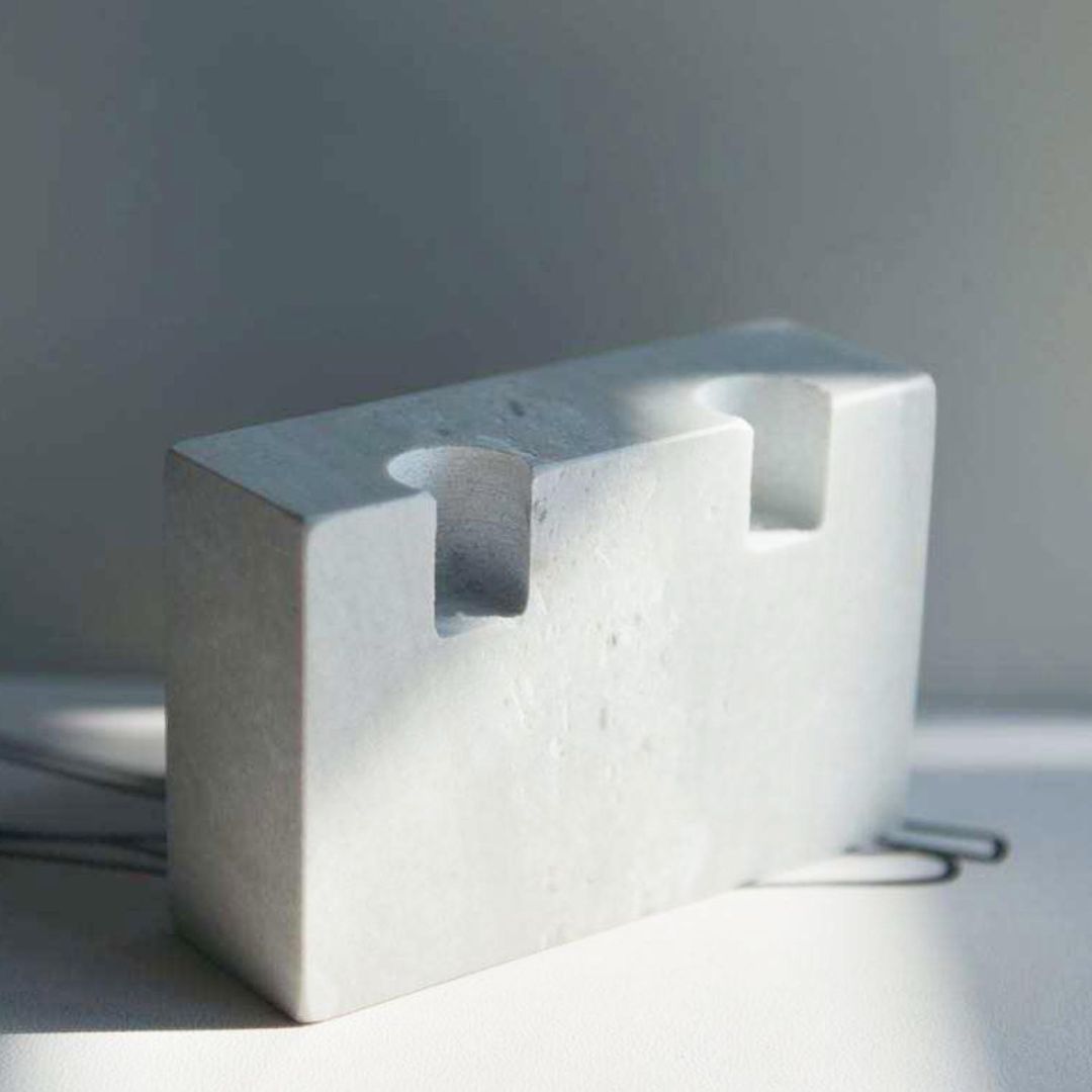 Calypso Marble Taper Candle Holder, 7"L x 6"W x 6"H