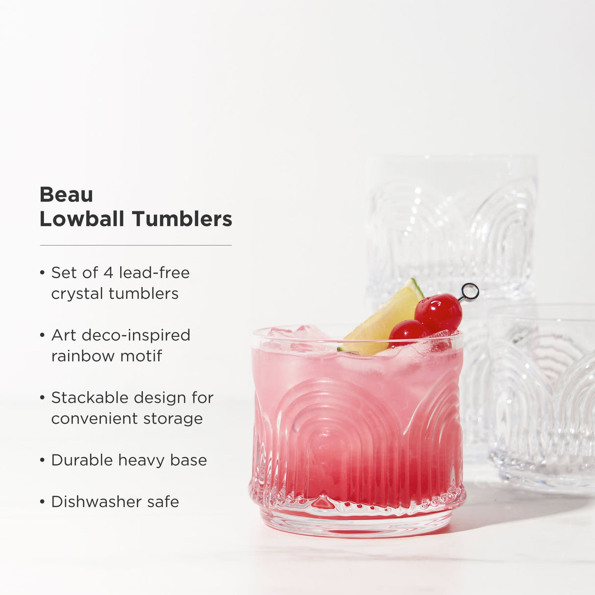 Beau Crystal Lowball Tumblers Set of 4