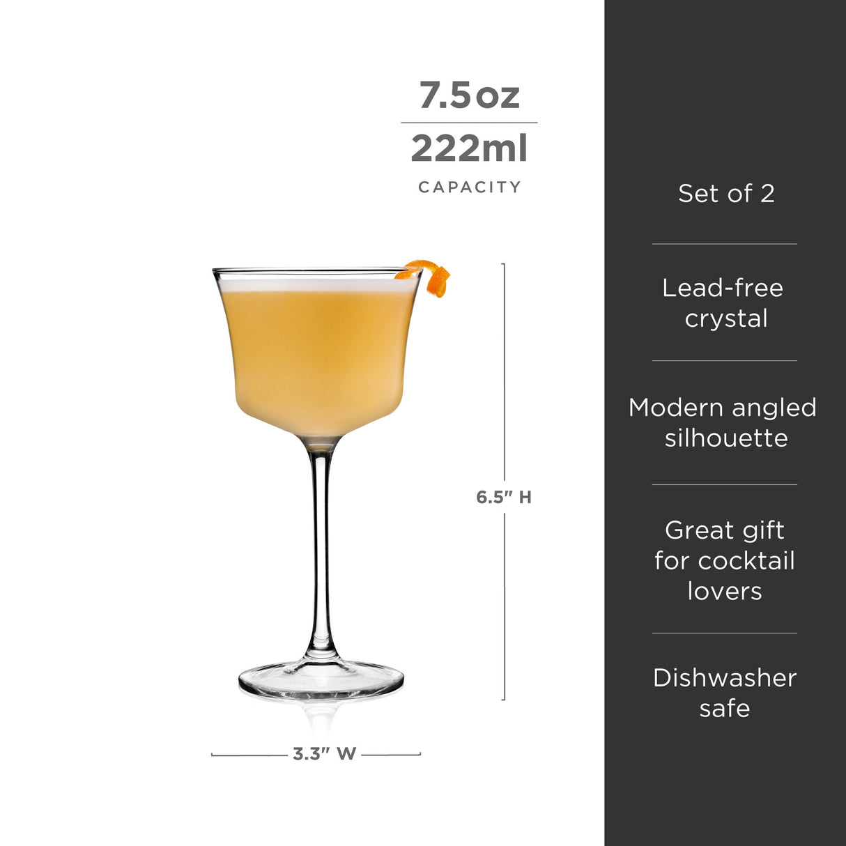 Raye Angled Crystal Sour Glasses Set of 2