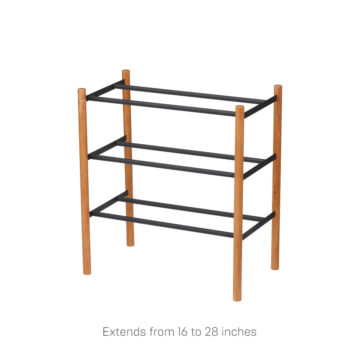 Expandable Shoe Rack (18" H) - Steel + Wood