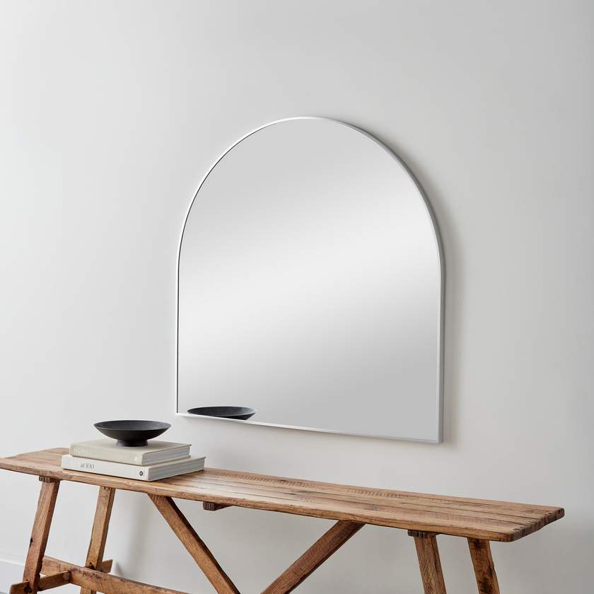 Yumi Modern Metallic Silver Wall Mirror