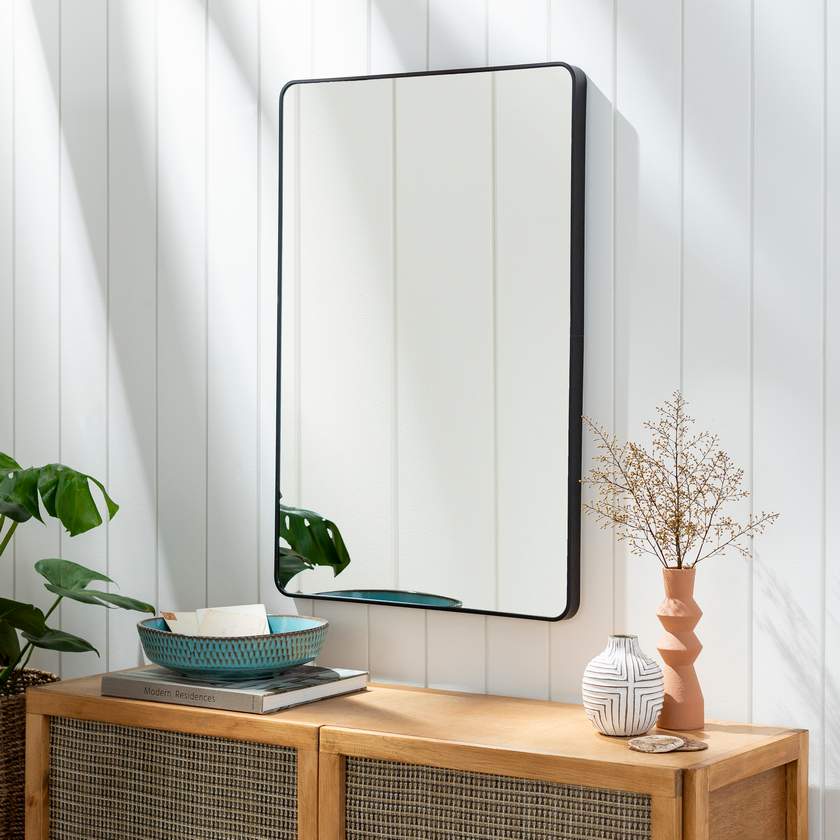 Renna Modern Black Wall Mirror