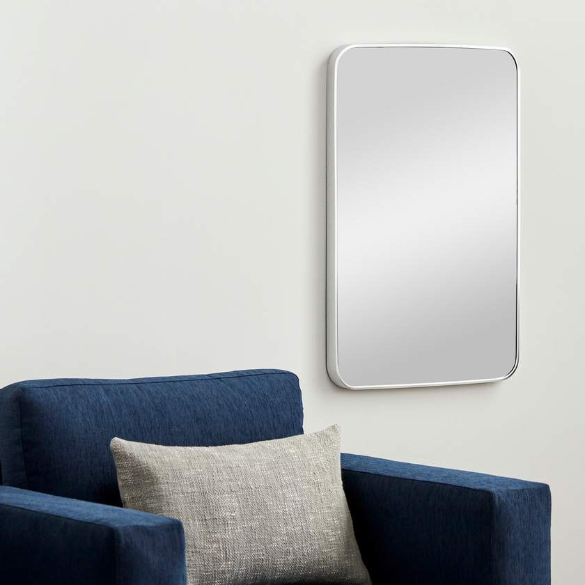 Renna Modern Metallic Silver Wall Mirror
