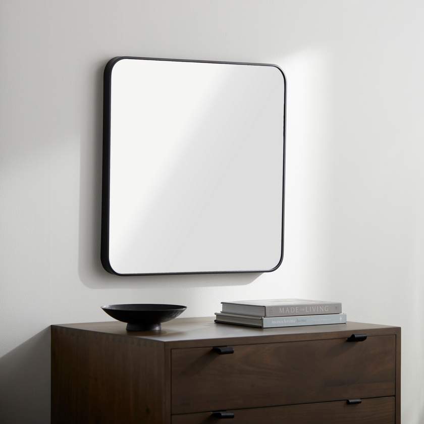 Louvenia Modern Black Wall Mirror