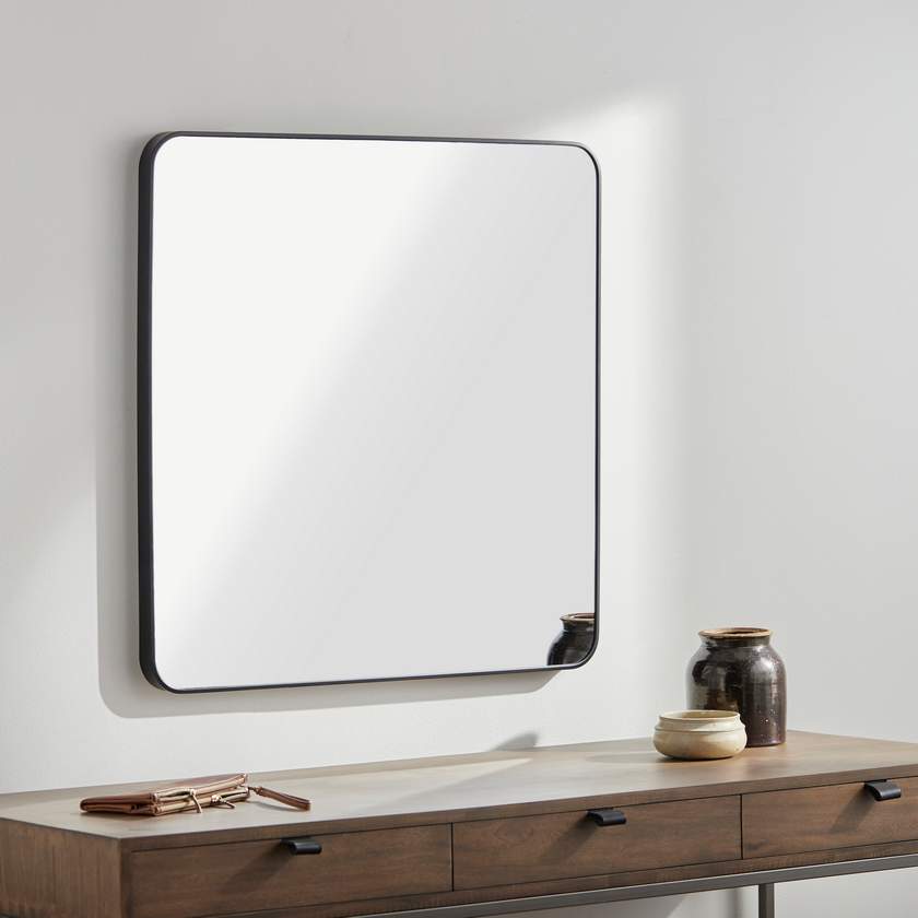 Louvenia Modern Black Wall Mirror